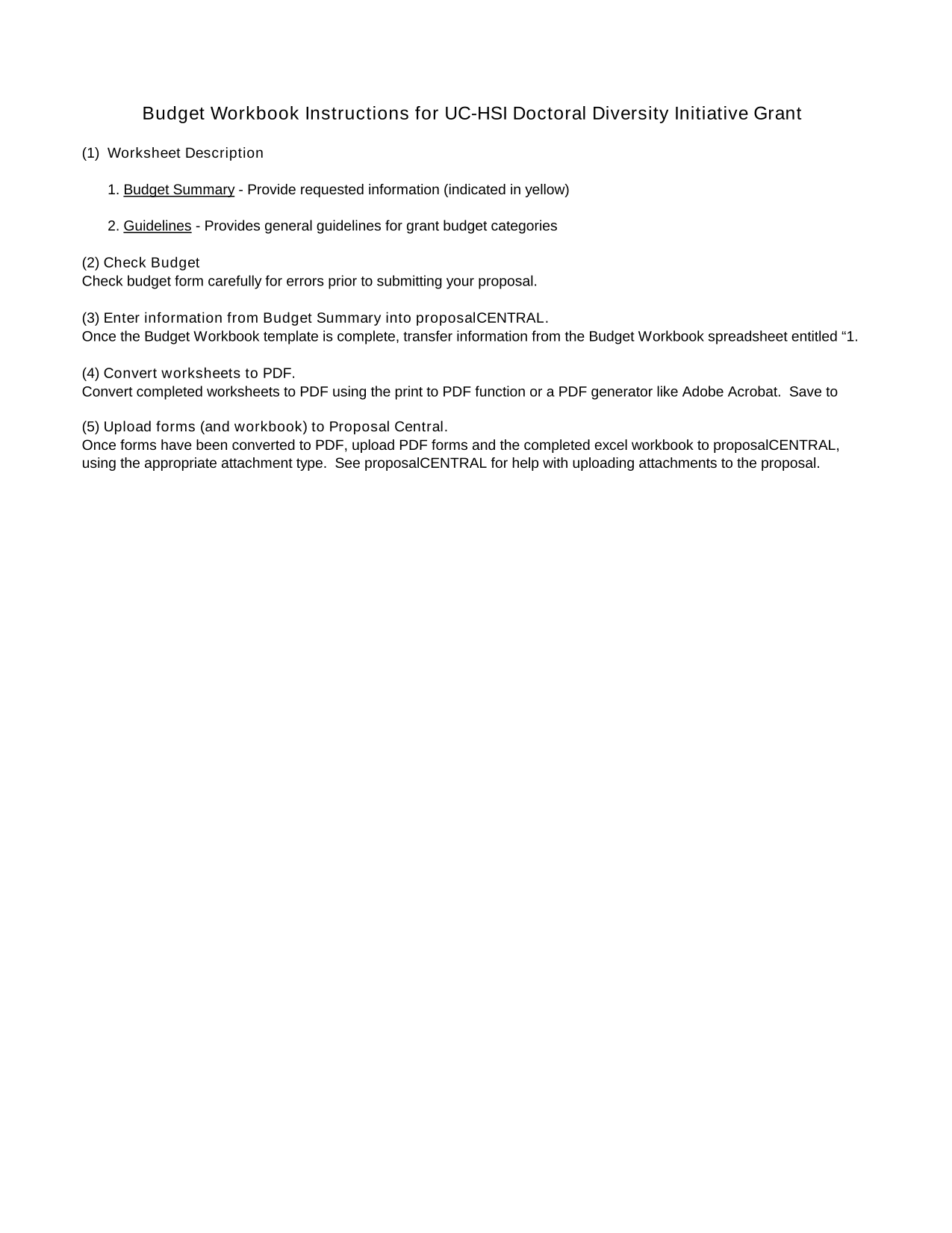 Budget Summary   UC HSI Doctoral Diversity Initiative Grant screenshot
