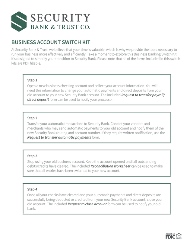 Business Account Switch Kit screenshot