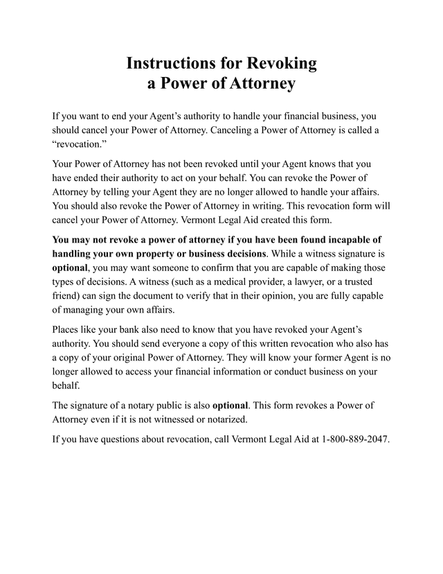 Revocation Of Power Of Attorney screenshot