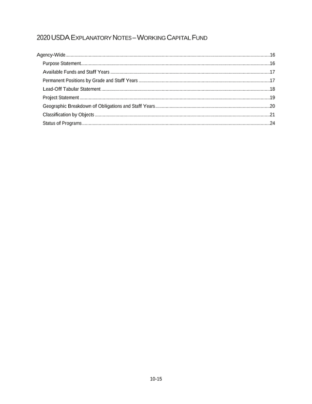 2020 USDA Explanatory Notes  Working Capital Fund screenshot