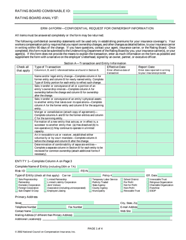 ERM 14 FormConfidential Request For Ownership Information screenshot