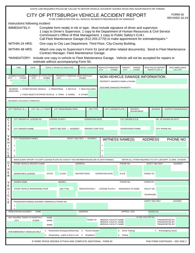 City Of Pittsburgh Vehicle Accident Report screenshot