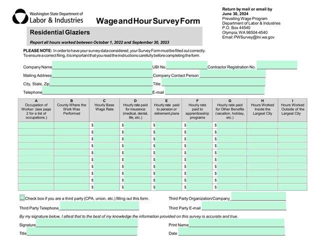 Wage And Hour Survey Form screenshot