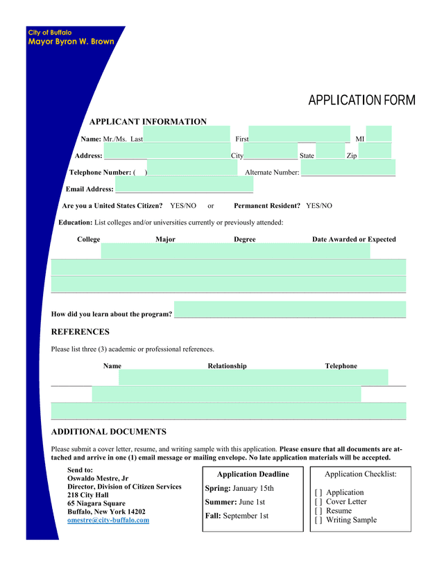 City Of Buffalo Application Form screenshot