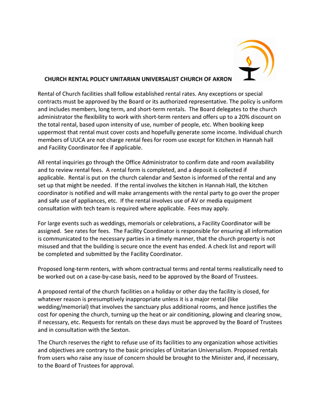 Church Rental Policy screenshot