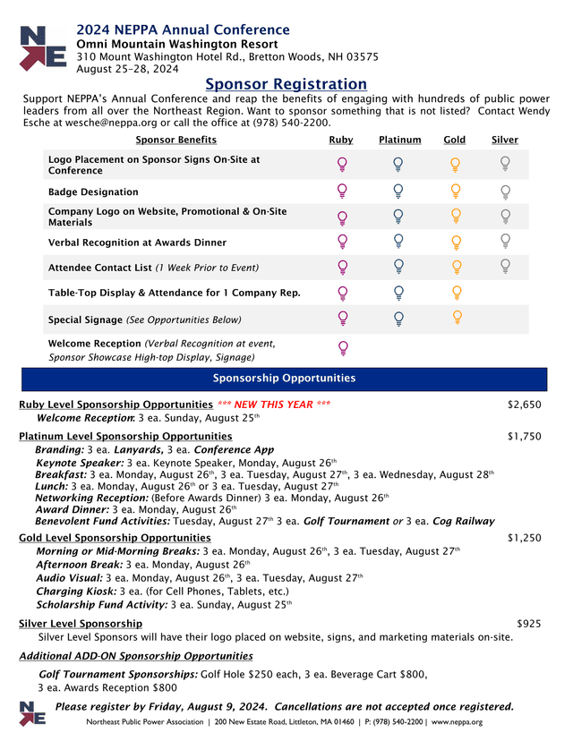2024 NEPPA Annual Conference Sponsor Registration screenshot
