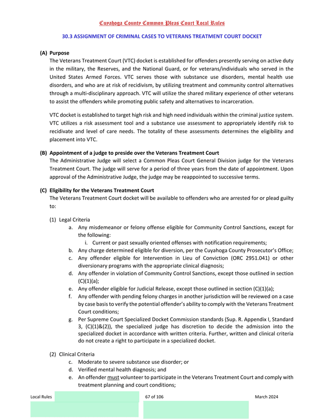 Cuyahoga County Common Pleas Court Local Rules screenshot