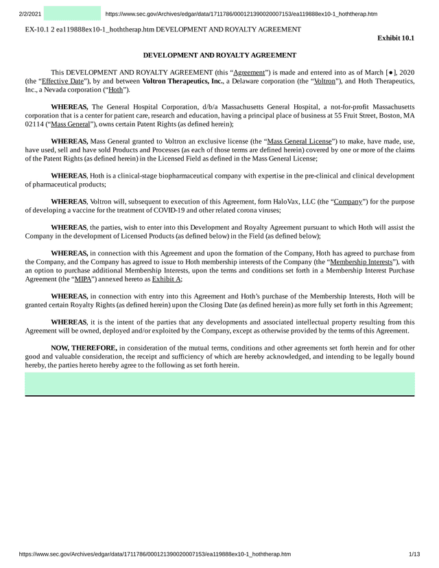 Development And Royalty Agreement screenshot