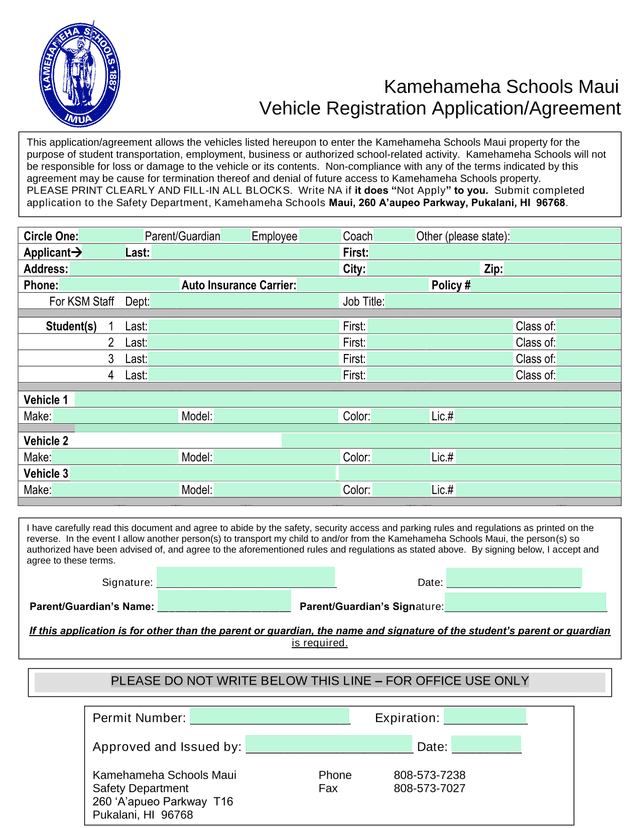 Vehicle Registration ApplicationAgreement screenshot