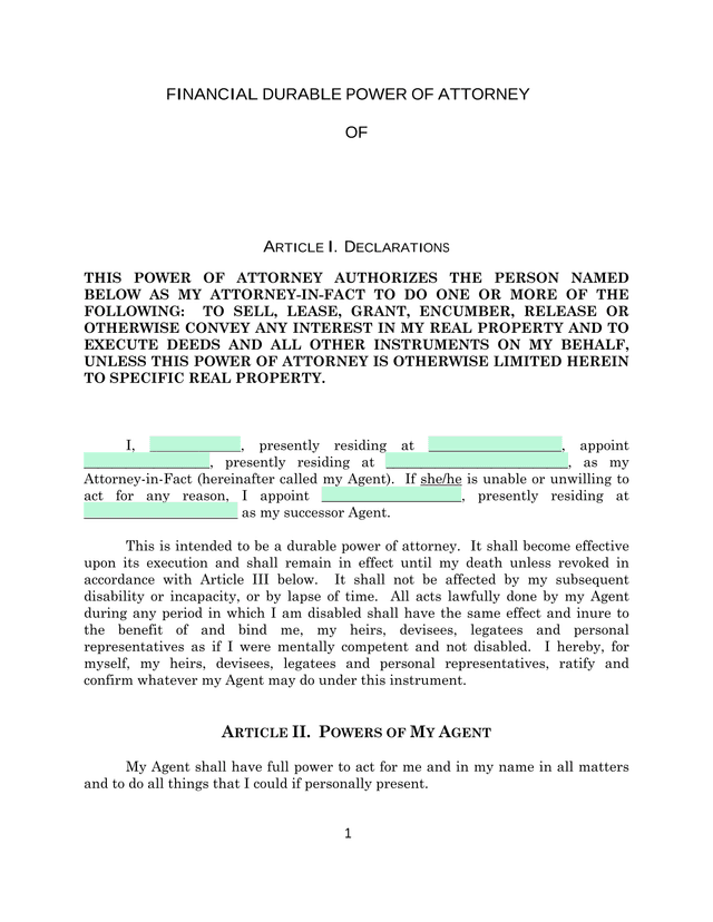 Financial Durable Power Of Attorney screenshot