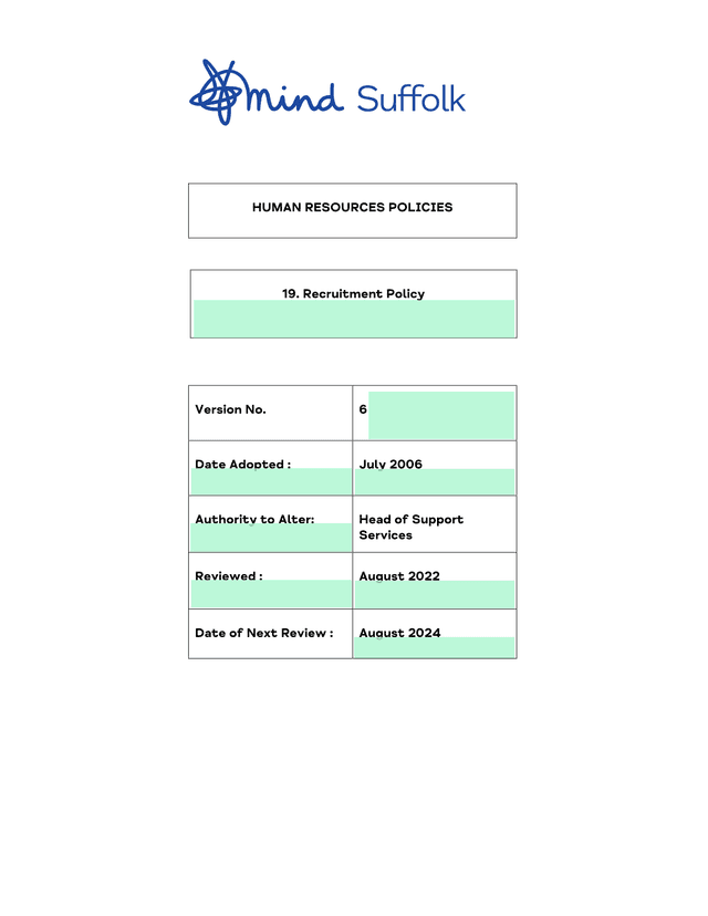 Recruitment Policy screenshot