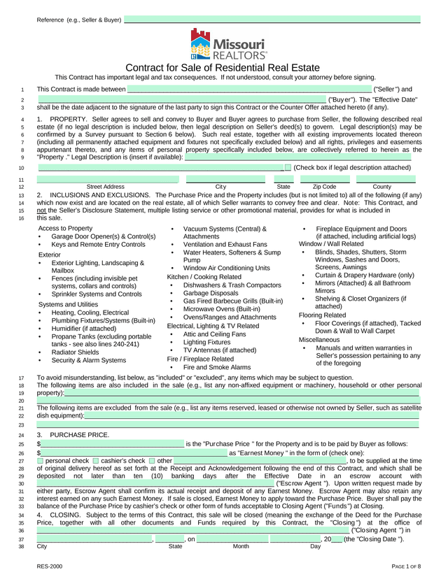 Contract For Sale Of Residential Real Estate screenshot