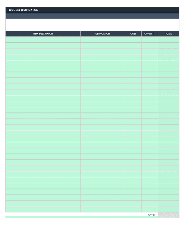 Budget  Justification screenshot