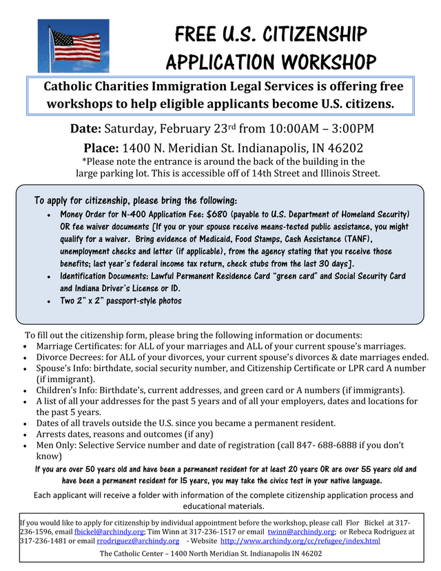 FREE U.S. CITIZENSHIP APPLICATION WORKSHOP screenshot