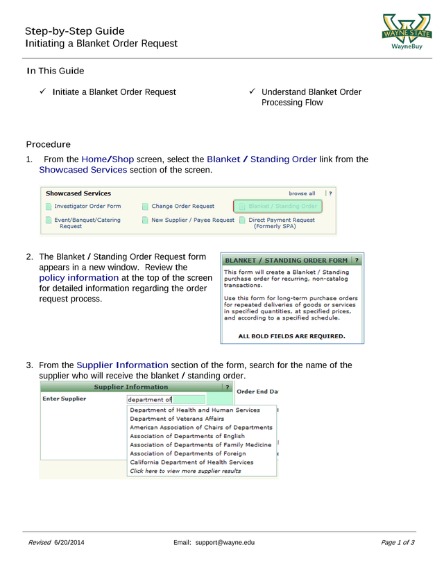 Step By Step Guide Initiating A Blanket Order Request screenshot