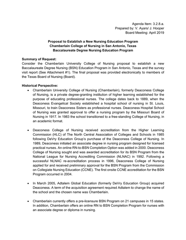 Proposal To Establish A New Nursing Education Program screenshot