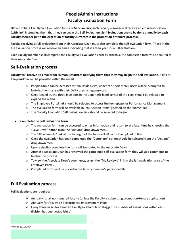 Faculty Evaluation Form screenshot