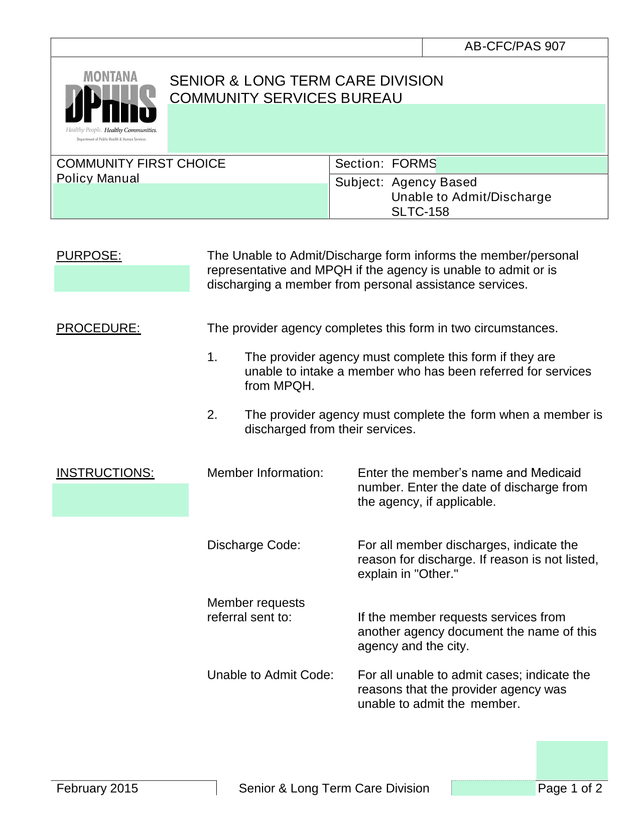 AB CFCPAS 907 SLTC 158 Unable To AdmitDischarge Form screenshot