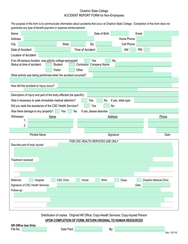 Accident Report Form For Non Employees screenshot