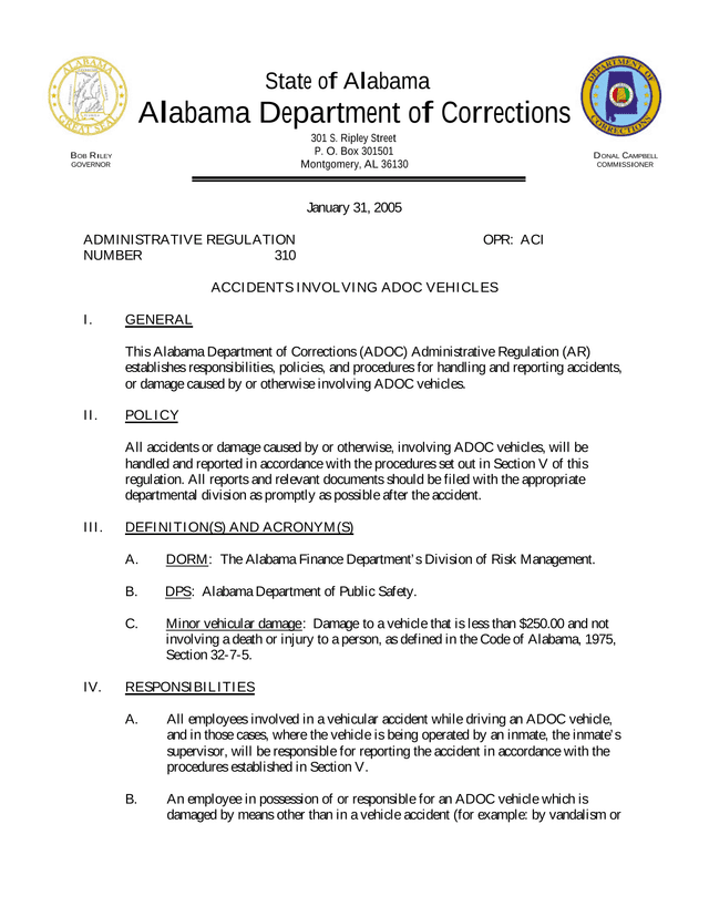 Administrative Regulation 310 screenshot