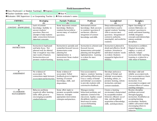 Field Assessment Form screenshot