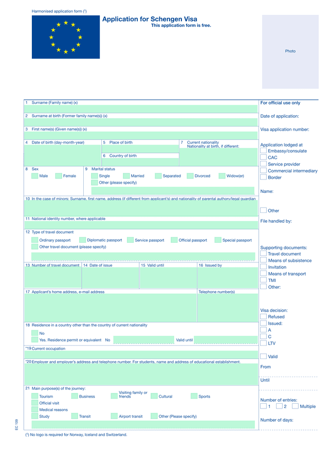 Application For Schengen Visa screenshot