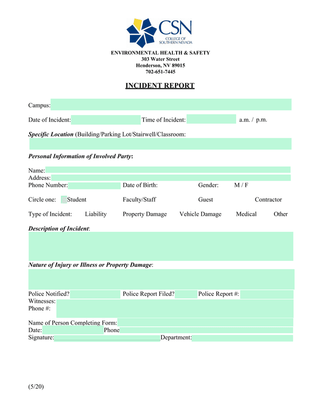 Incident Report And Written Statement screenshot