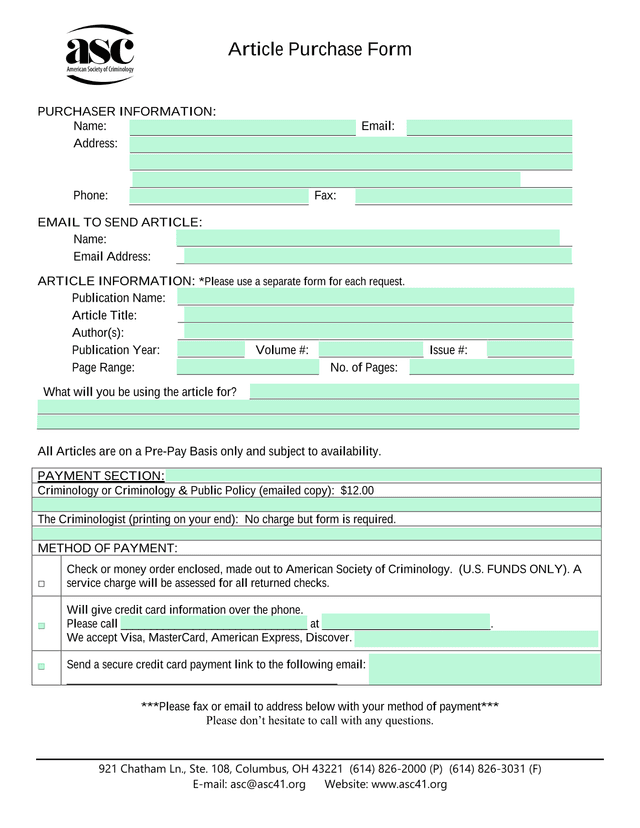 Article Purchase Form screenshot