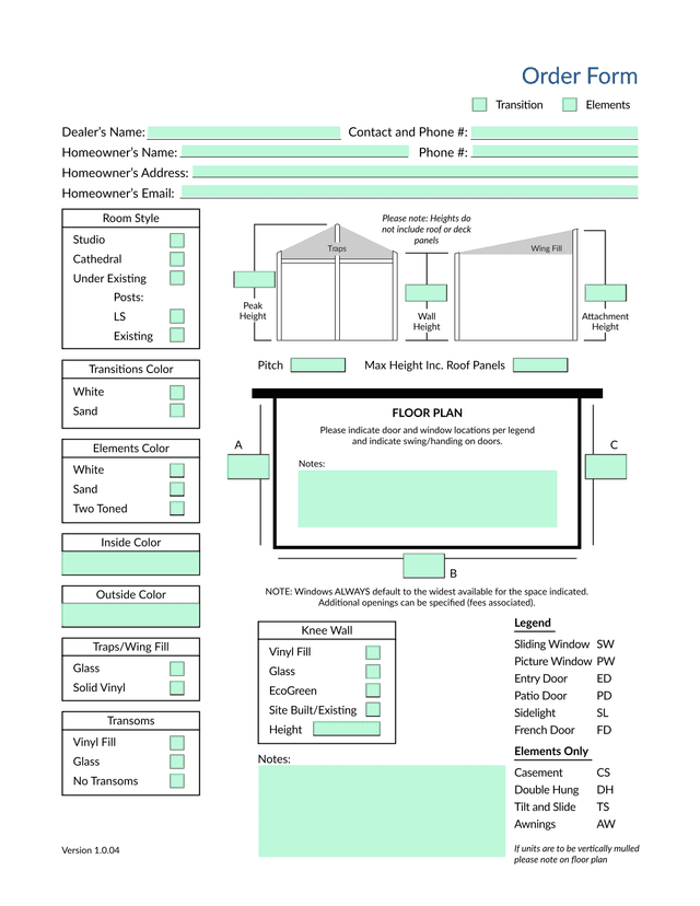Order Form screenshot