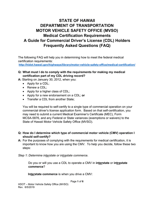 Medical Certification Requirements A Guide For Commercial DriverS License (CDL) Holders Frequently A screenshot