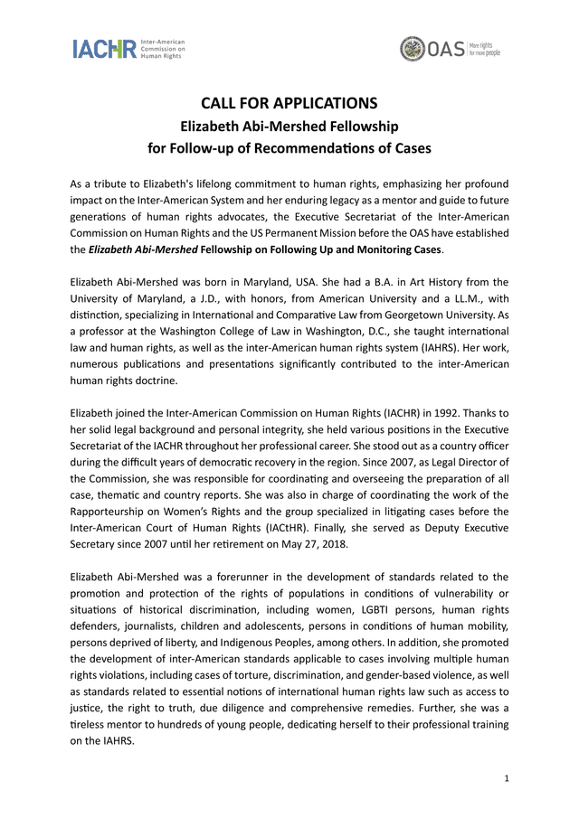 Elizabeth Abi Mershed Fellowship For Follow Up Of Recommendations Of Cases screenshot