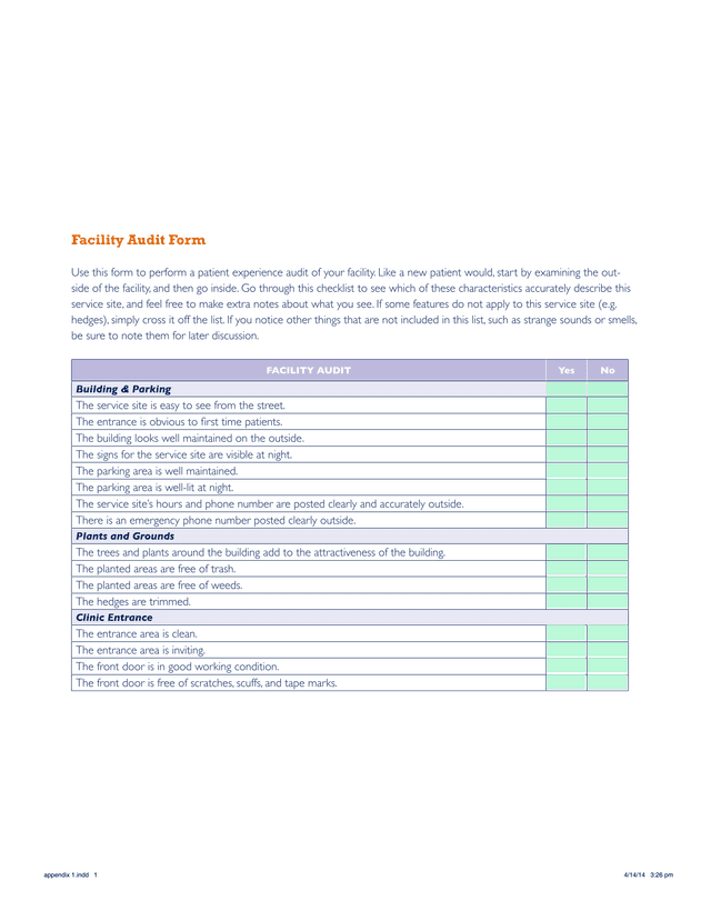 Facility Audit Form screenshot