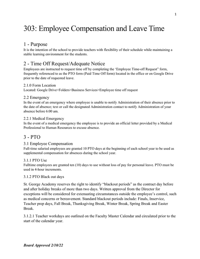 303 Employee Compensation And Leave Time screenshot