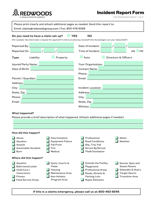 Incident Report Form screenshot