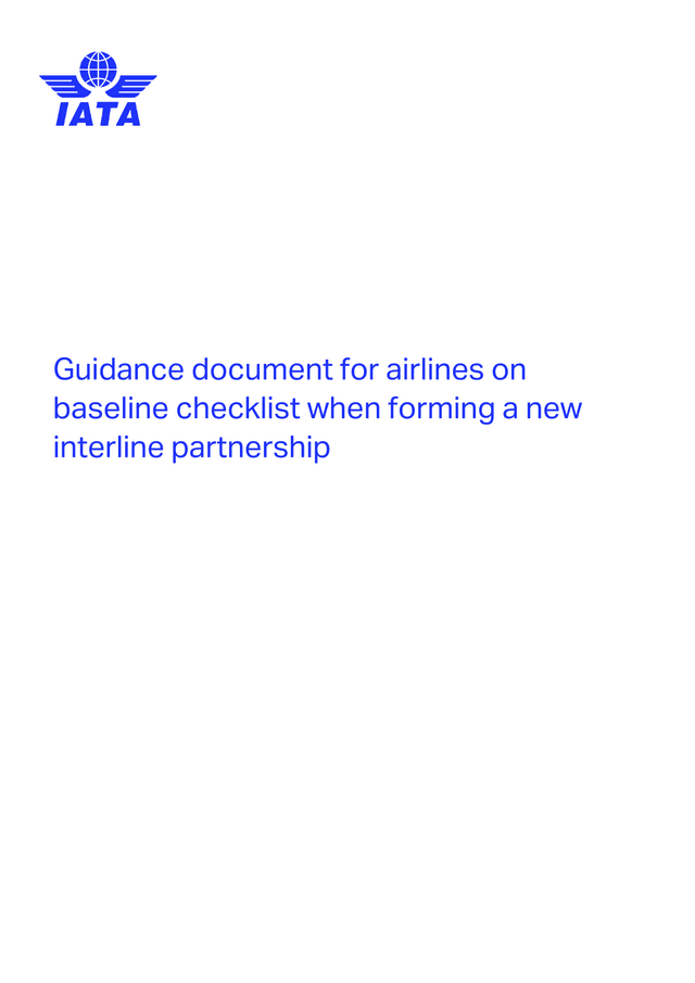 Guidance Document For Airlines On Baseline Checklist When Forming A New Interline Partnership screenshot