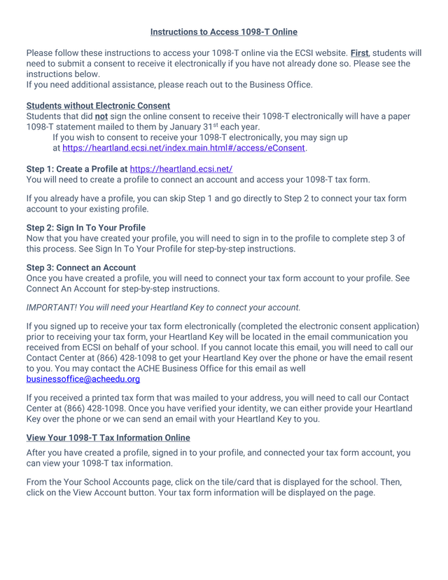Instructions To Access 1098 T Online screenshot