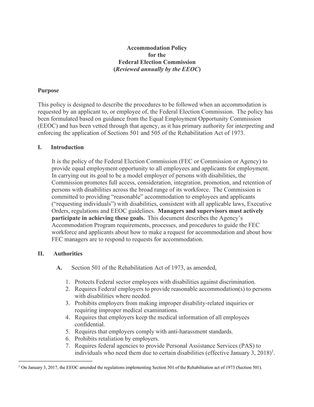 Accommodation Policy For The Federal Election Commission screenshot