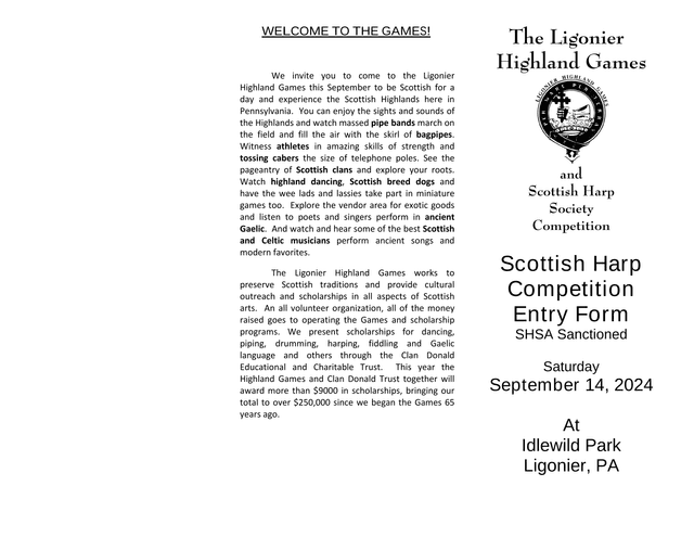 Scottish Harp Competition Entry Form screenshot