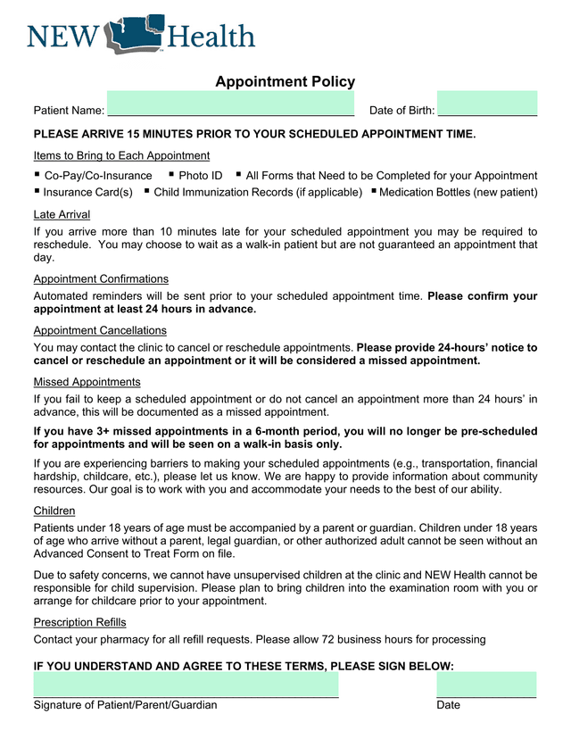 Appointment Policy screenshot