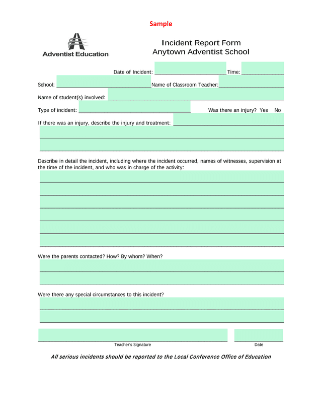 Incident Report Form screenshot