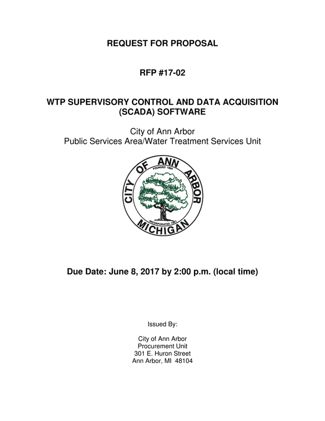 Request For Proposal 17 02 WTP Supervisory Control And Data Acquisition (SCADA) Software screenshot