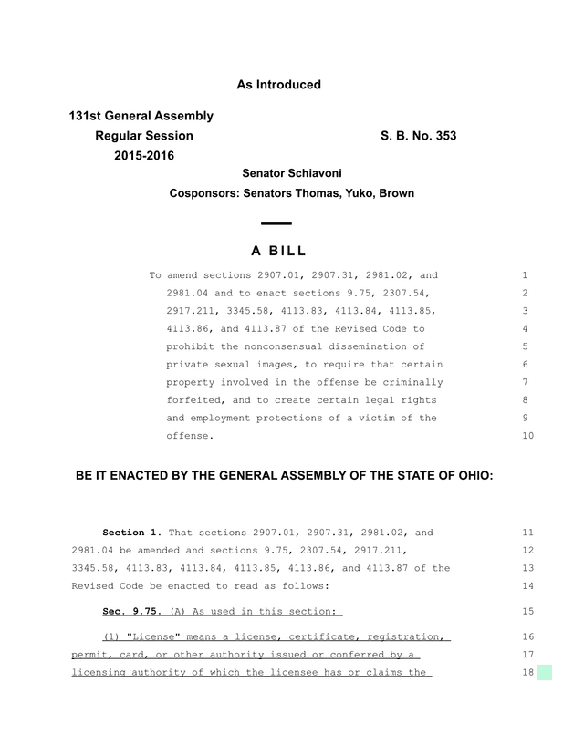 S. B. No. 353 screenshot