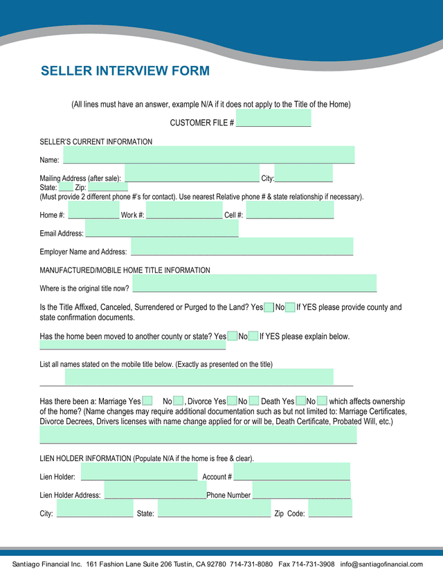 Seller Interview Form screenshot