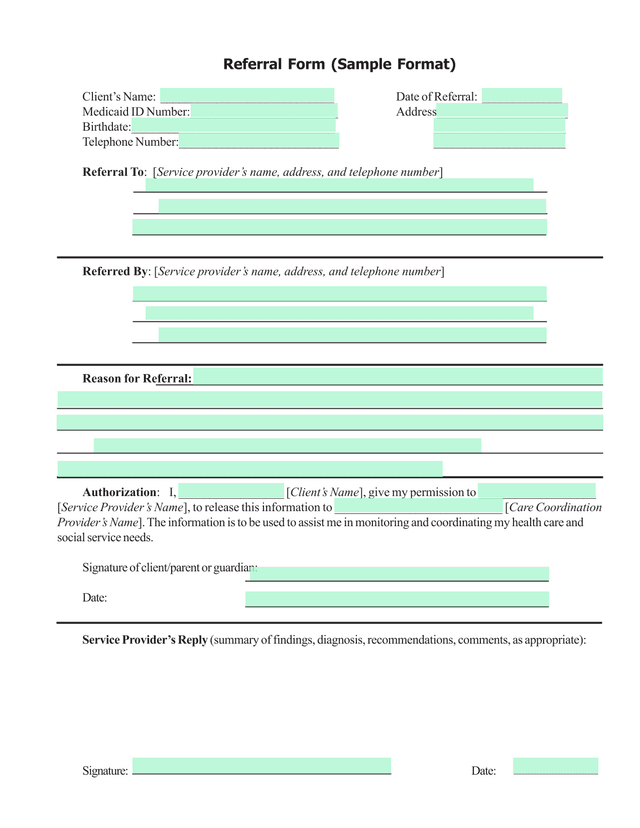 Referral Form (Sample Format) screenshot