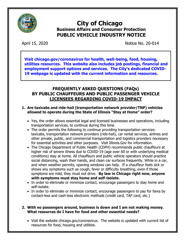 Public Vehicle Industry Notice screenshot
