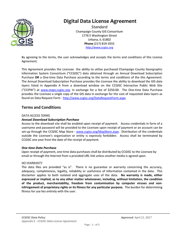 CCGISC Data Policy screenshot