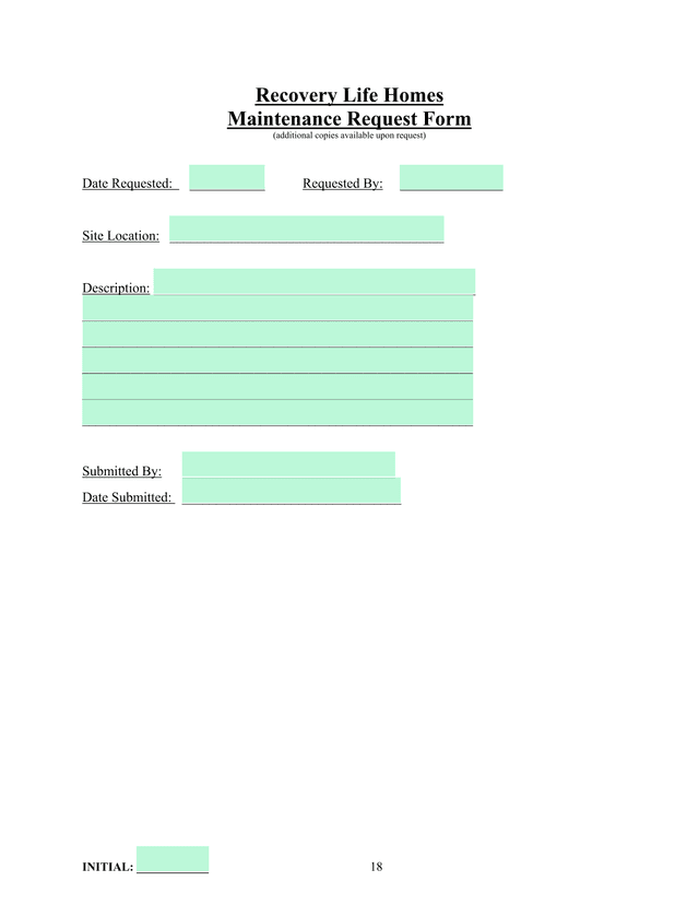 Maintenance Request Form screenshot
