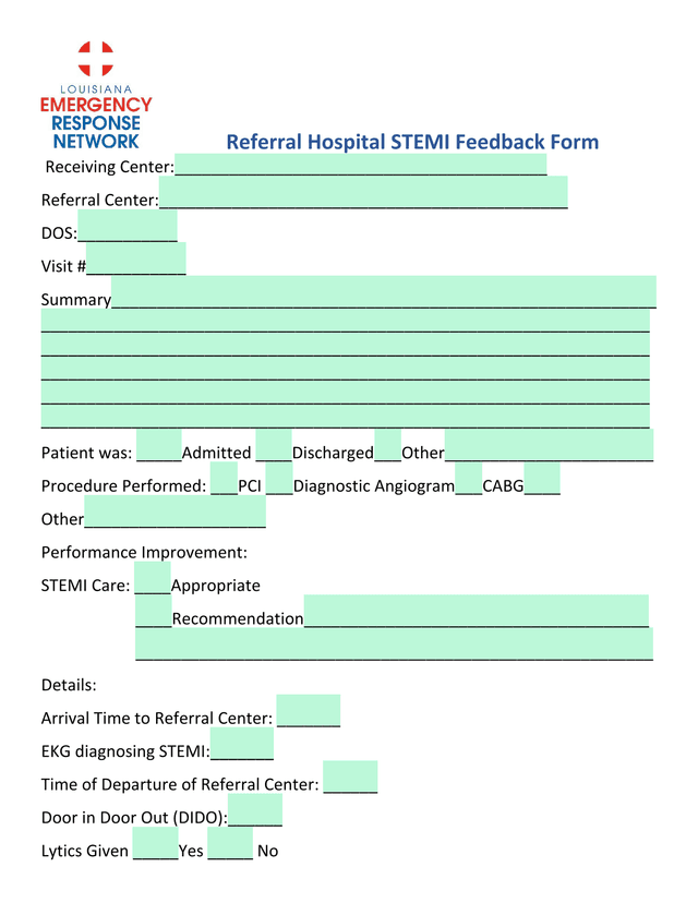Referral Hospital STEMI Feedback Form screenshot