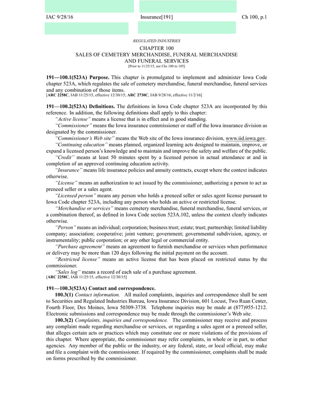 Sales Of Cemetery Merchandise, Funeral Merchandise And Funeral Services Rules screenshot