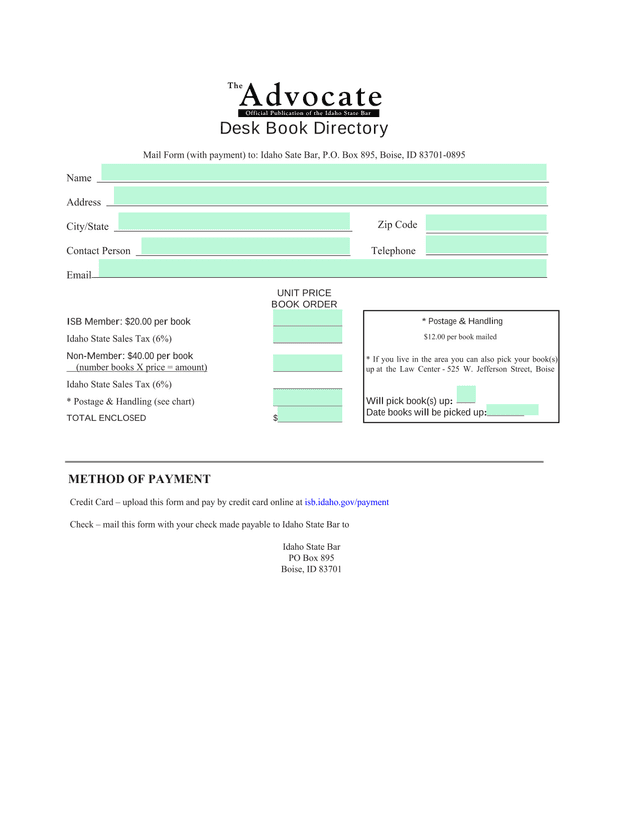 Desk Book Directory Mail Form screenshot